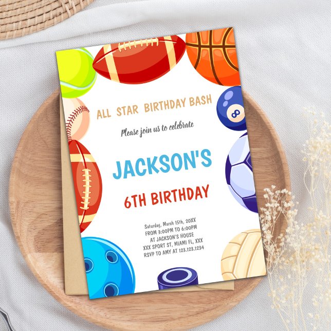 Invitation multisport All-Star modifiable (Sports Invitations)