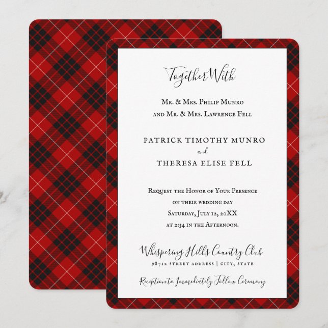 Invitation Munro Clan Tartan comme dans Vestiarium Scoticum (Devant / Derrière)