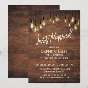 Invitation Mur en bois marron avec éclairages Edison, tout ju