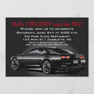 Invitation Muscle Car Mens Fête d'anniversaire adulte