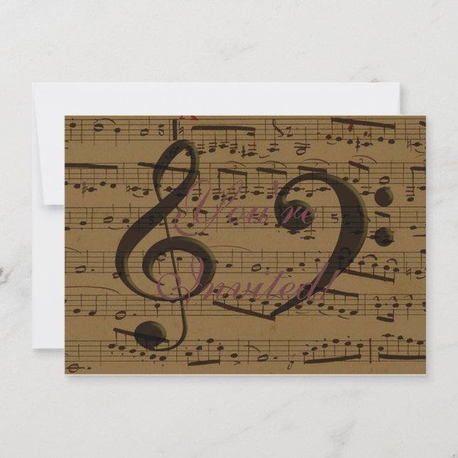 Invitation Musical Treble Clef Sheet Musique Classique (Devant)