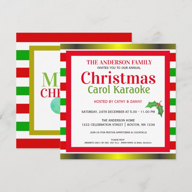 Invitation musicale de partie de chant de Noël et (Devant / Derrière)