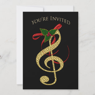 Invitation musicale - Noël - G-Clef en or