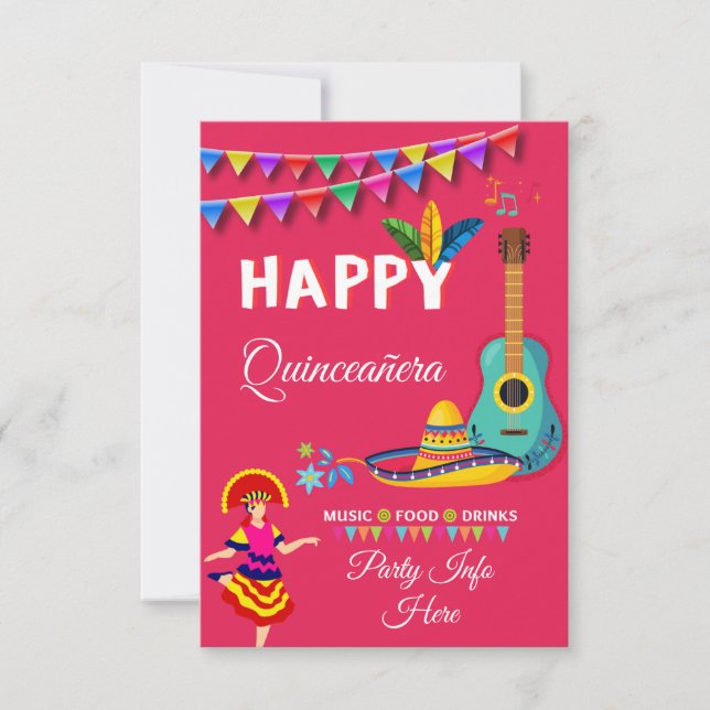 Invitation musicale Quinceañera (Devant)