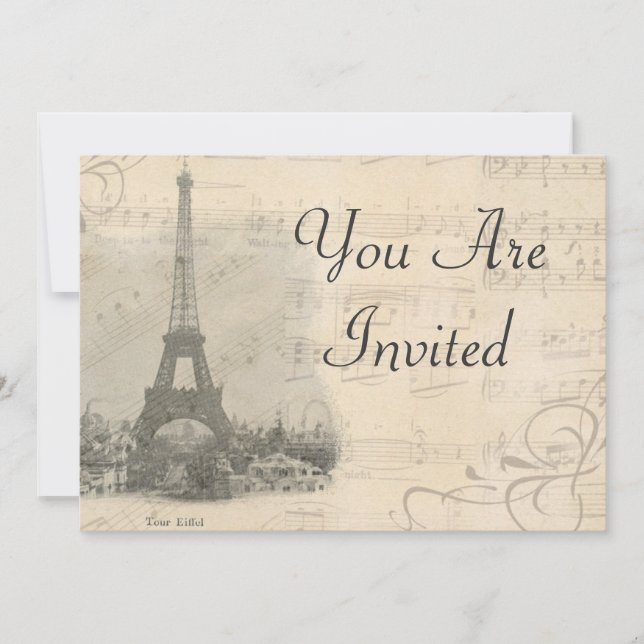 Invitation musicale Vintage de Paris (Devant)