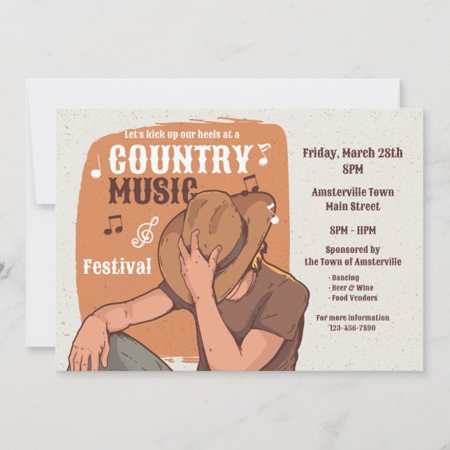 Invitation Musique country (Devant)