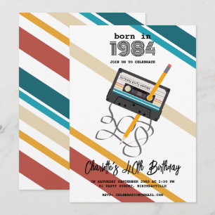 Invitation Musique des années 80 Retro Cassette Bande 40e Qua