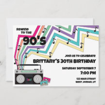 Musique des années 90 Thème Anniversaire Invitatio