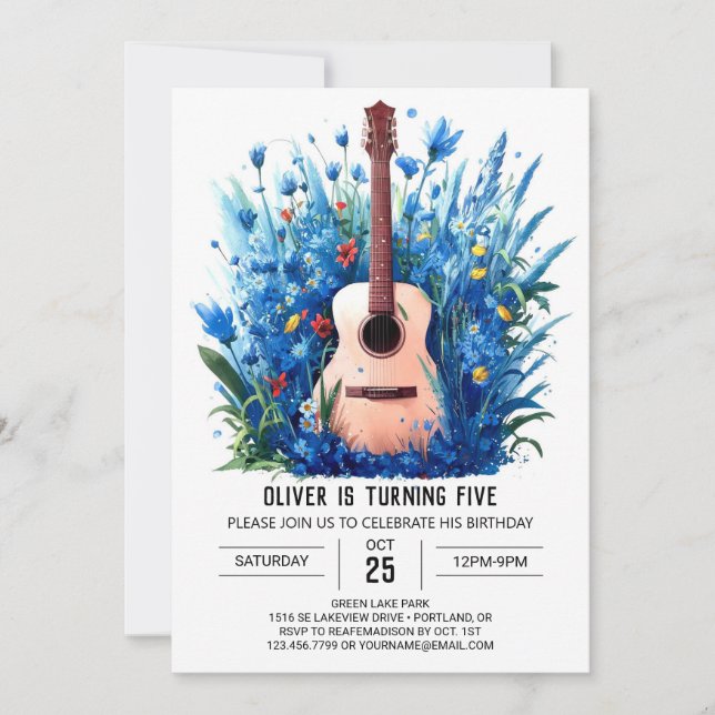 Invitation Musique numérique Magie Guitare Garçon Anniversair (Devant)