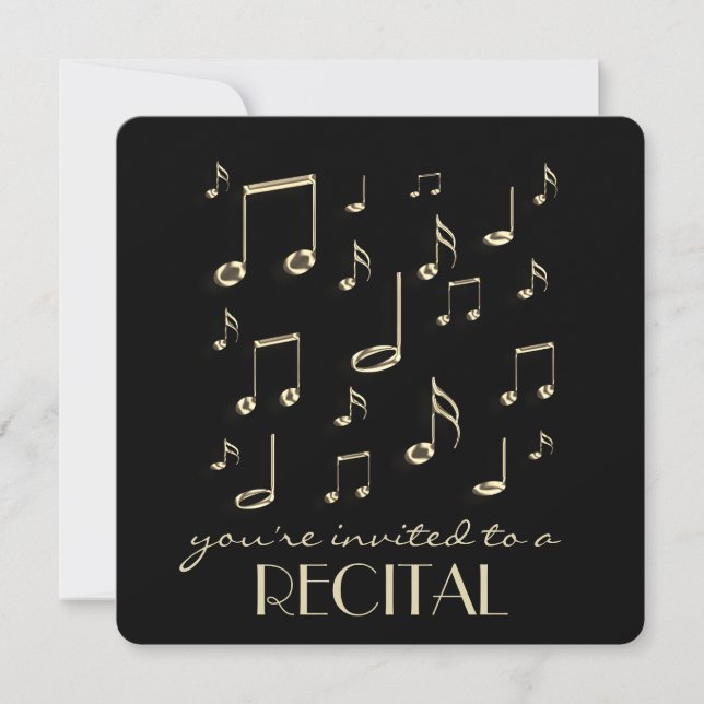 Invitation musique récital fausse or (Devant)