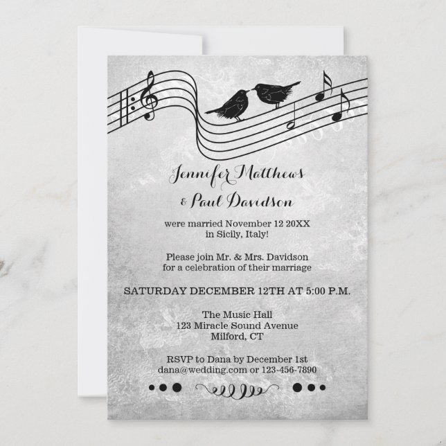 Invitation Musique Thème Post ou après Mariage Photo Invitati (Devant)