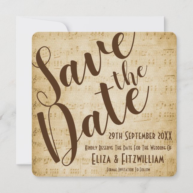 Invitation Musique vintage Enregistrer La Date (Devant)