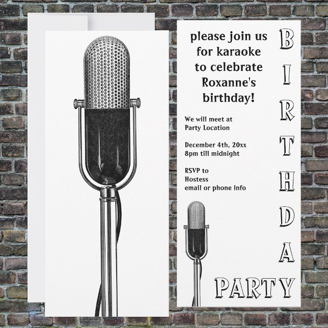 Invitation Musique vintage, karaoké micro (Créateur téléchargé)