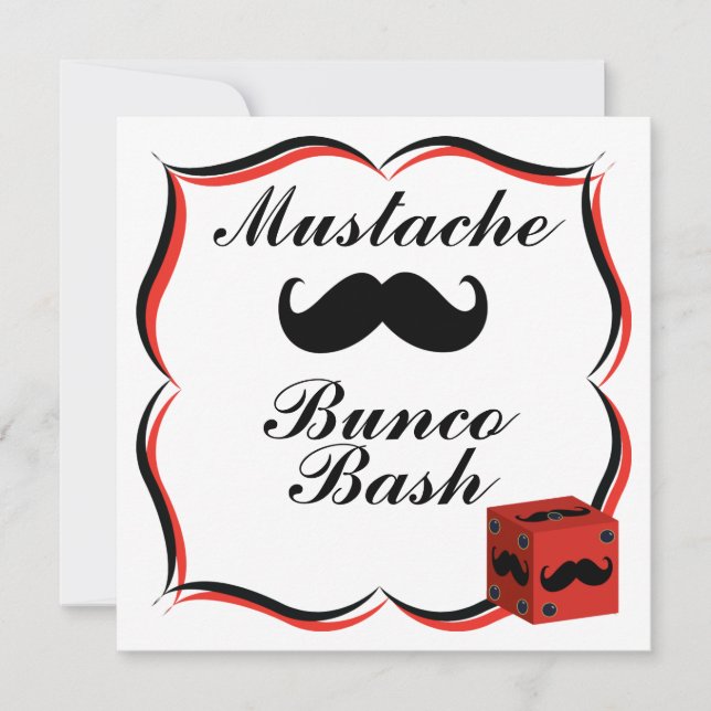 Invitation Mustache Bunco Bash (Devant)