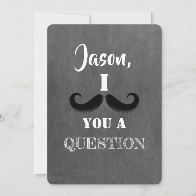 Invitation Mustache Funny Groomsman ou Best Man (Devant)