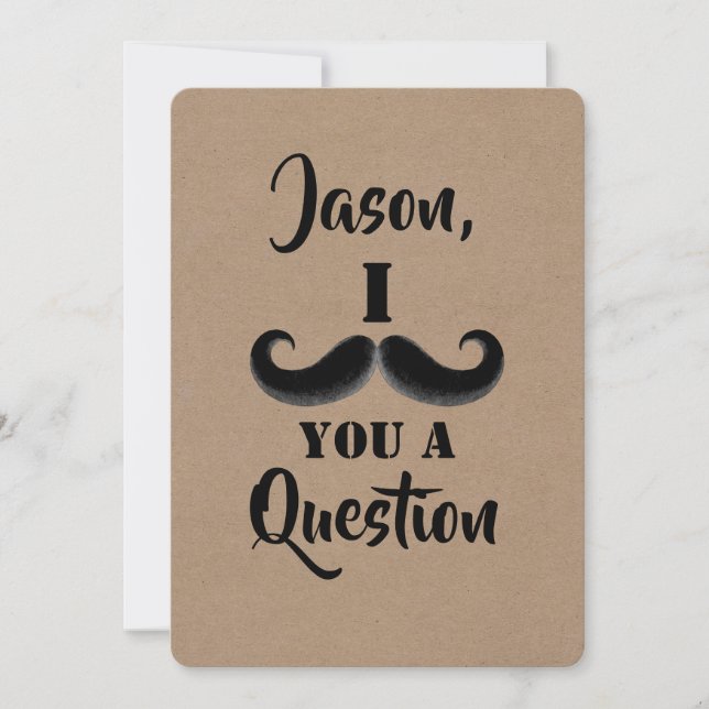Invitation Mustache Funny Groomsman ou Best Man (Devant)