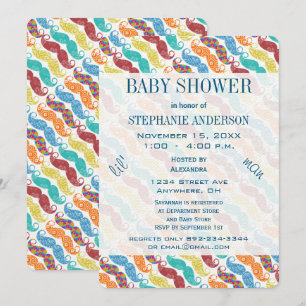 Invitation Mustache Lil' Mr Lil' Man Baby shower Rétro