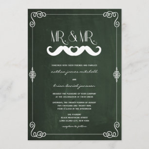 Invitation Mustache Love Vintage Chalkboard Gay Mariage