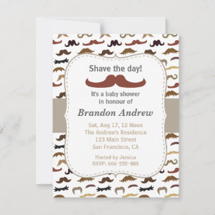 Invitation Mustache Motif Boy Baby shower Party