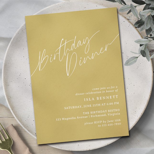 Invitation Mustard Jaune Simple Boho Décontracté Anniversaire (Créateur téléchargé)