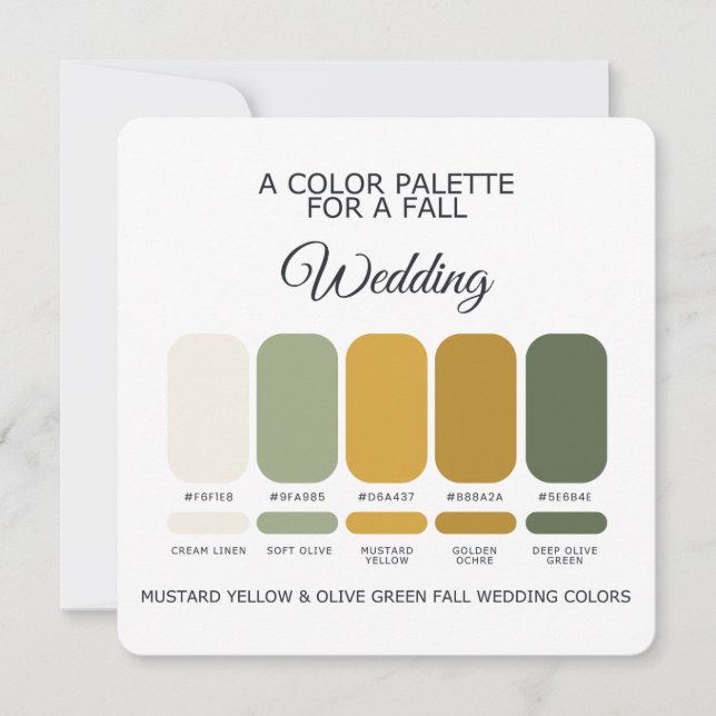 Invitation Mustard Yellow Olive Green Wedding Palette Card (Devant)