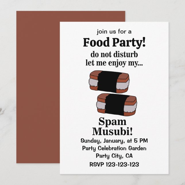 Invitation Musubi Laissez-Moi Profiter De Mon Spam Musubi (Devant / Derrière)