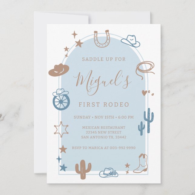 Invitation My First Rodeo Southern Wild West Cowboy Birthday  (Devant)
