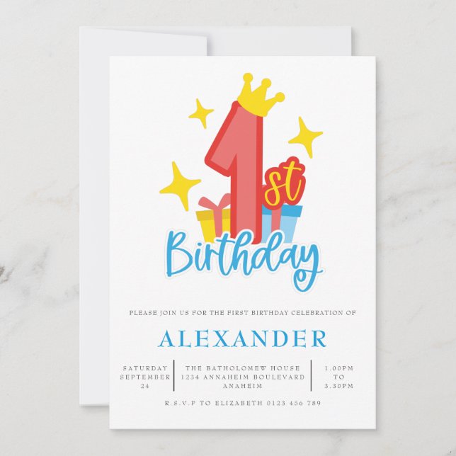 Invitation My Little Prince Boys 1ère fête d'anniversaire (Devant)