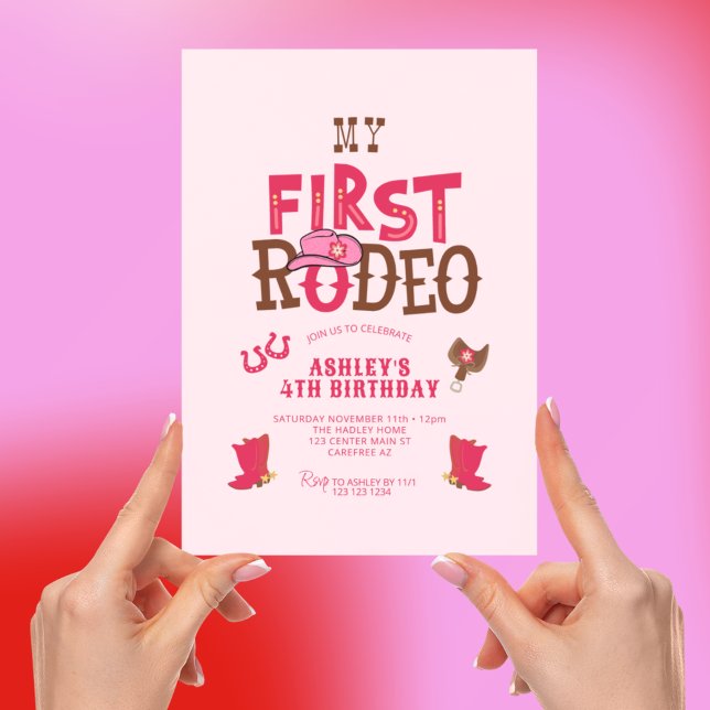 Invitation My Rodeo Cowgirl Pink 4e anniversaire (Créateur téléchargé)