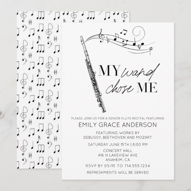 Invitation My Wand Chose Me Citer Notes Musicales Flute Consi (Devant / Derrière)