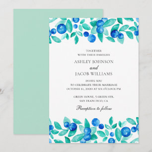 Invitation Myrtilles de la forêt. Mariage de jardin à la ment