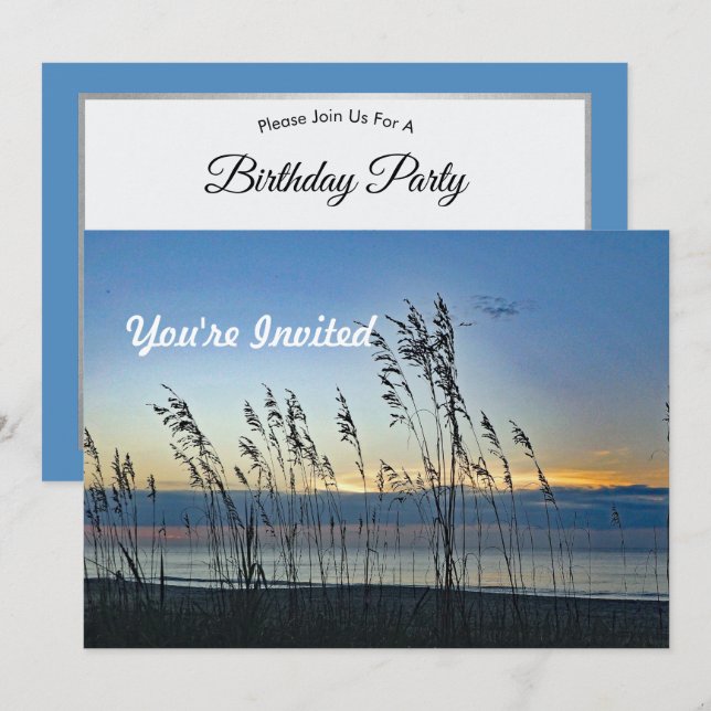 Invitation Myrtle Beach Grass Sunrise Photo Anniversaire (Devant / Derrière)