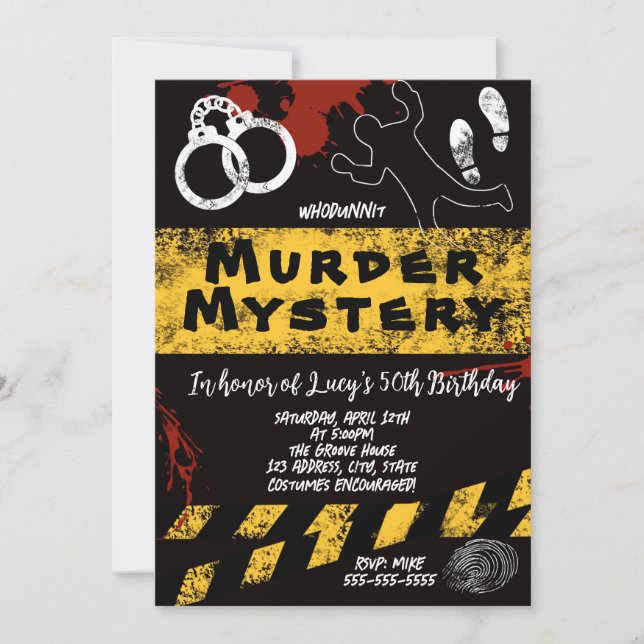 Invitation mystère de meurtre whodunit partie sanglante 40e 5 (Devant)