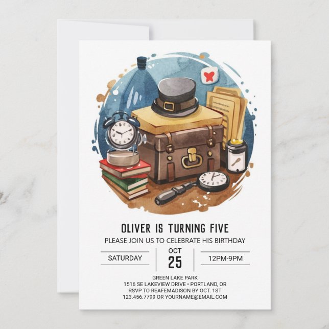Invitation Mystère mignon Inspecteur Anniversaire (Devant)