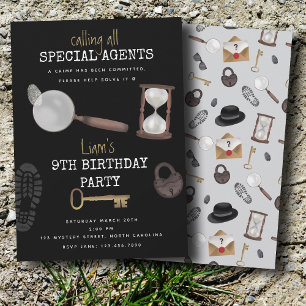 Invitation Mystery Kids Secret Agent Spy Détective Anniversai
