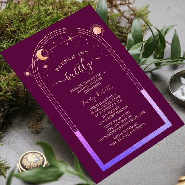 Invitation Mystic Chic Fuchsia Fête des mariées Or (Créateur téléchargé)