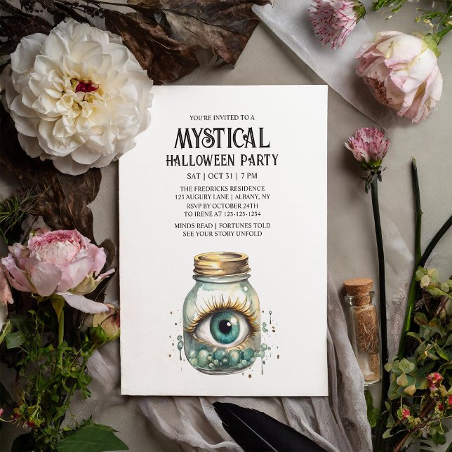 Invitation Mystic Eye Fortune Éffrayant Mint Halloween Party (Créateur téléchargé)