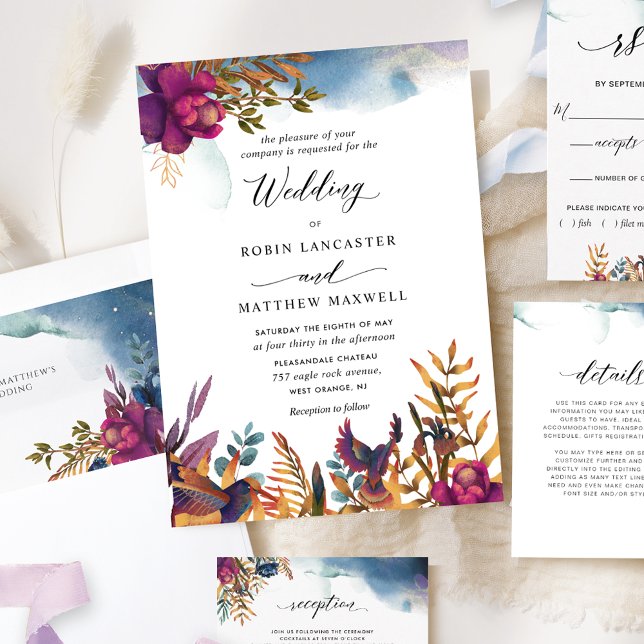 Invitation Mystic Garden Purples and Blues Jewel Tone Mariage (Créateur téléchargé)