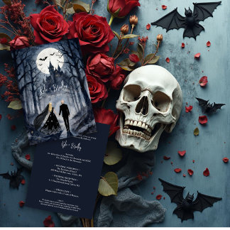 Invitation Mystic Gothic Forest Wedding Couple Haunted Castle