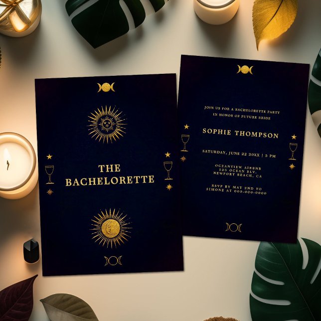 Invitation Mystic Tarot Fortune Navy Gold Bachelorte Party (Créateur téléchargé)