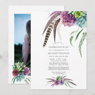 Invitation Mystical Boho Succulent Celebration of Life Photo
