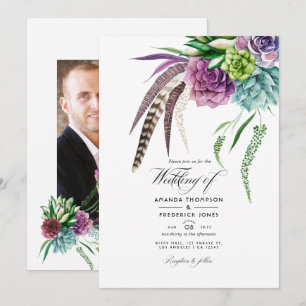 Invitation Mystical Boho Succulent Plante Photo Mariage