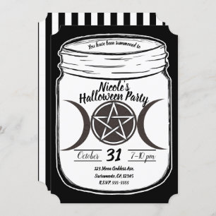 Invitation Mystical Magic Moons Mason Jar Halloween Party