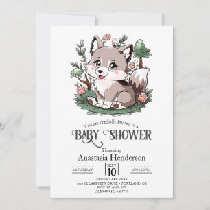 Invitation Mystical Pretty Wolf Baby shower