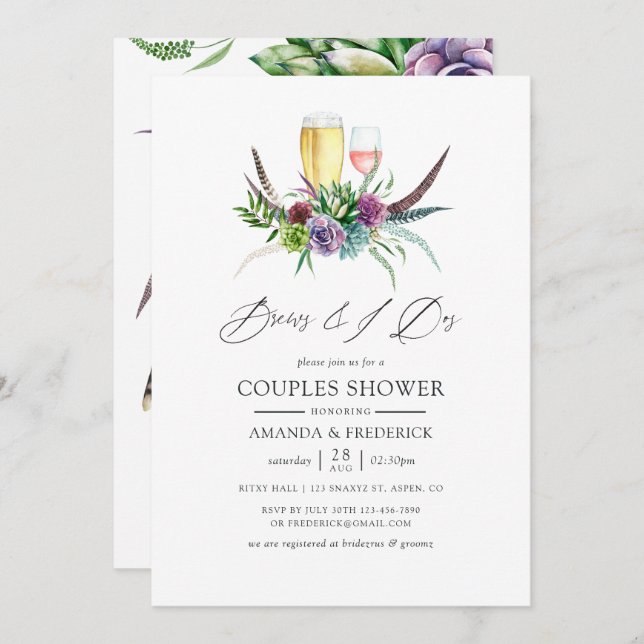 Invitation Mystique Boho Succulte Brise Avant Le I Dos (Devant / Derrière)