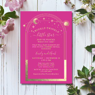 Invitation Mystique Chic Rose Or Soleil Lune Étoiles Baby Sho