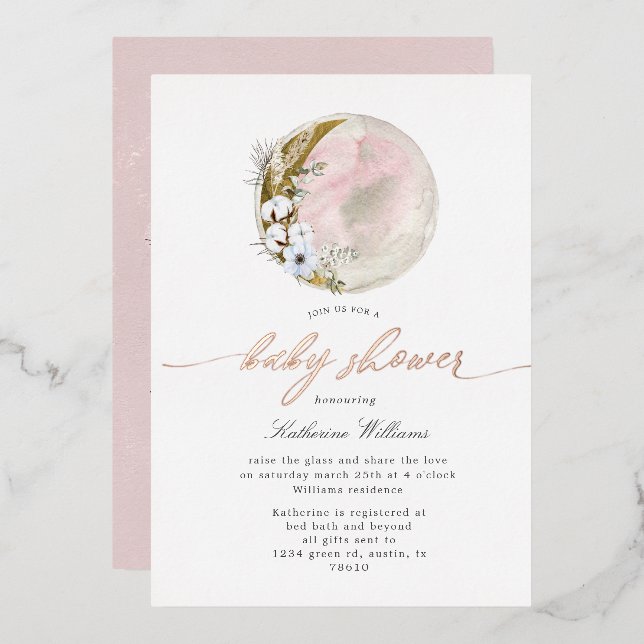 Invitation mystique de Baby shower de lune de Bohê (Recto/Verso)