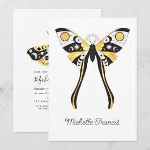 Invitation mystique des papillons d'or céleste