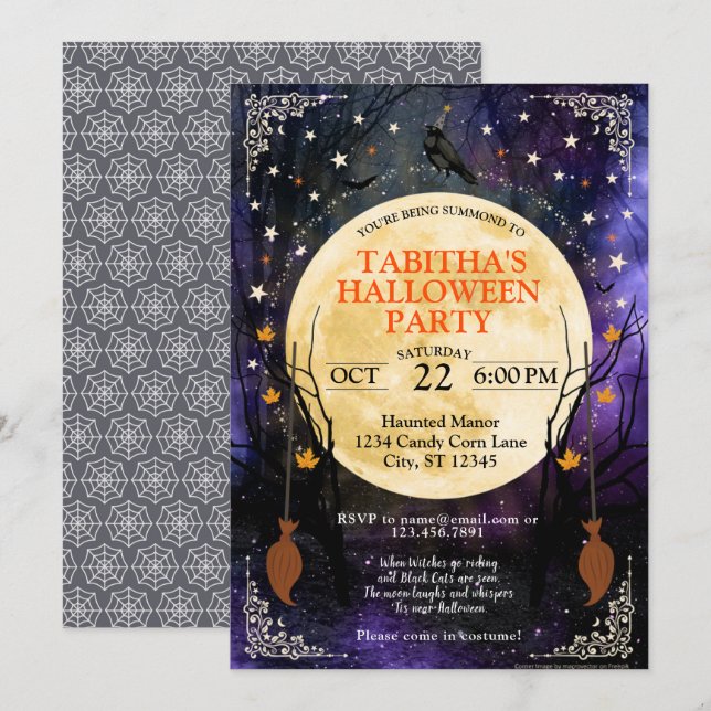 Invitation mystique du parti Halloween (Devant / Derrière)