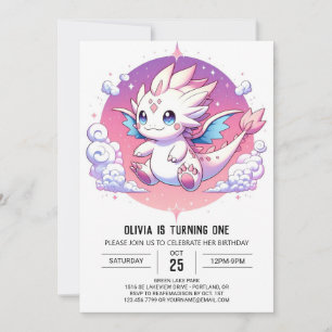 Invitation Mythique Pastel Dragon 1er Anniversaire